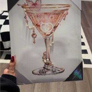 Martini Art with Pink and Gold Details